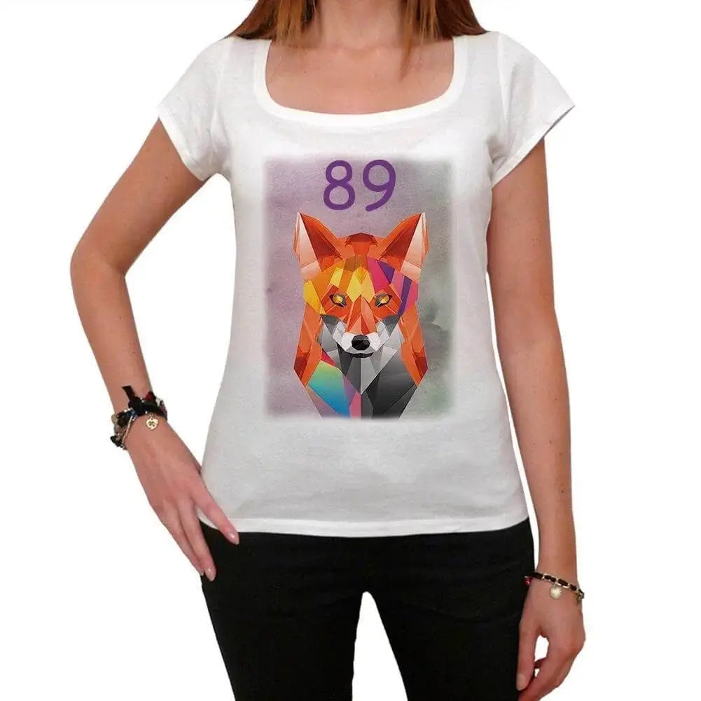 Women's Graphic T-Shirt Geometric Fox 89 89th Birthday Anniversary 89 Year Old Gift 1935 Vintage Eco-Friendly Ladies Short Sleeve Novelty Tee