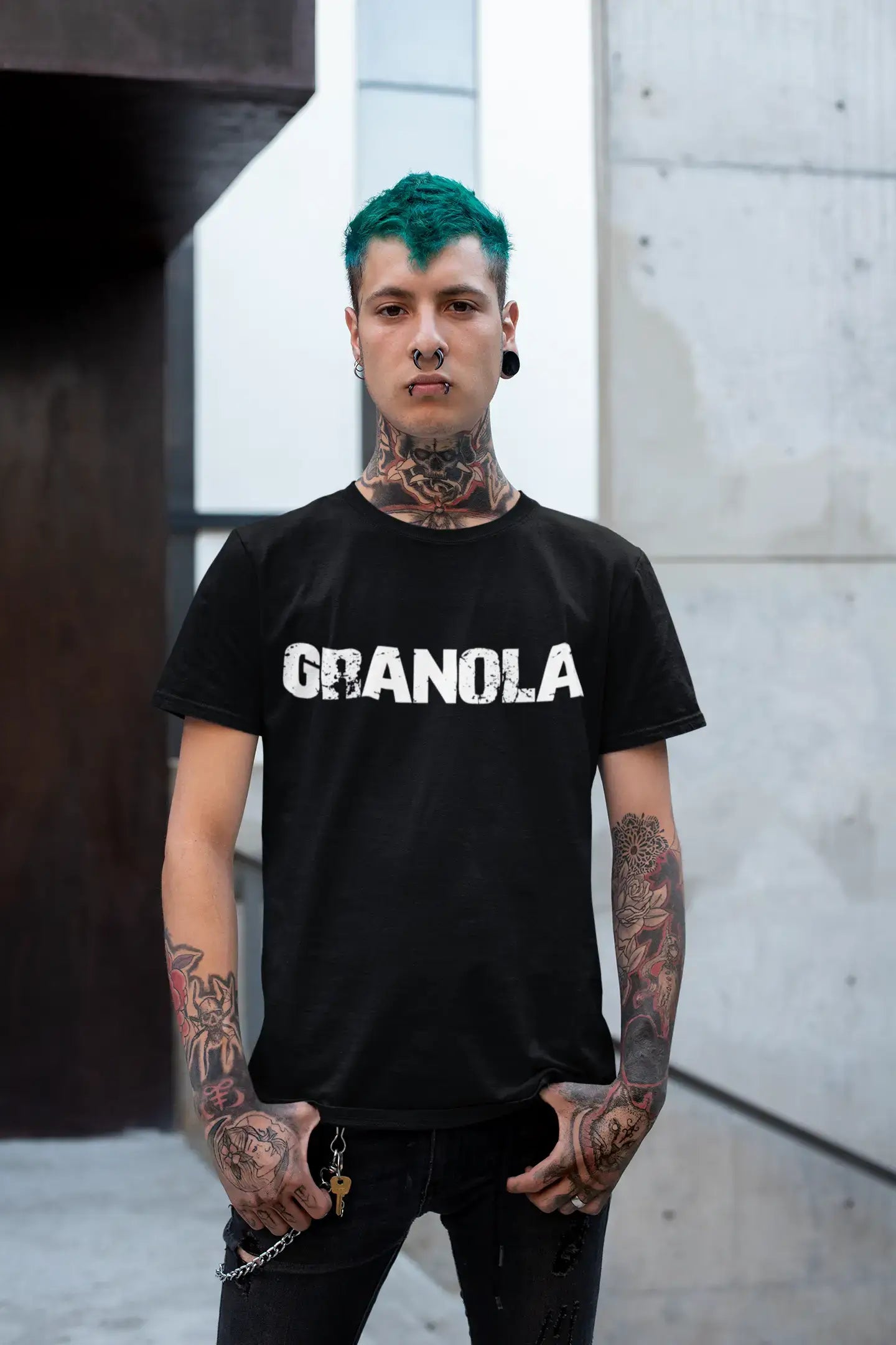 granola Men's Vintage T shirt Black Birthday Gift 00555