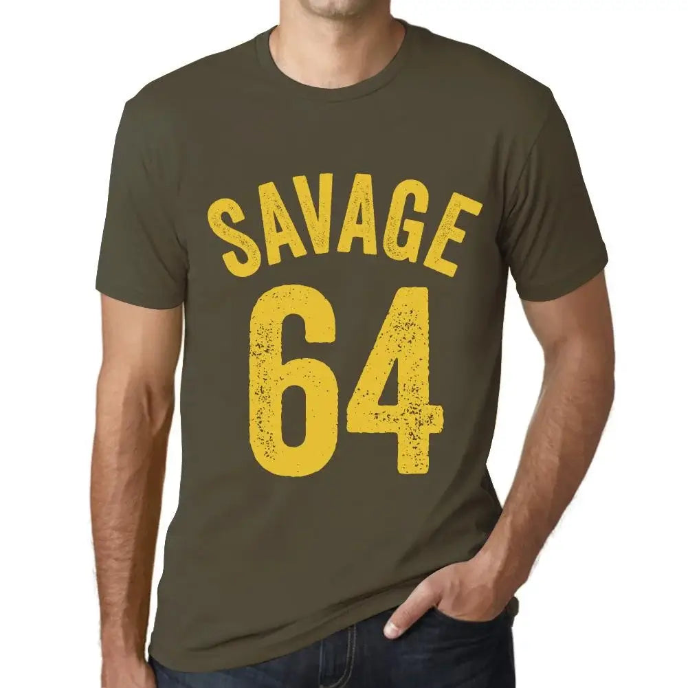 Men's Graphic T-Shirt Savage 64 64th Birthday Anniversary 64 Year Old Gift 1960 Vintage Eco-Friendly Short Sleeve Novelty Tee