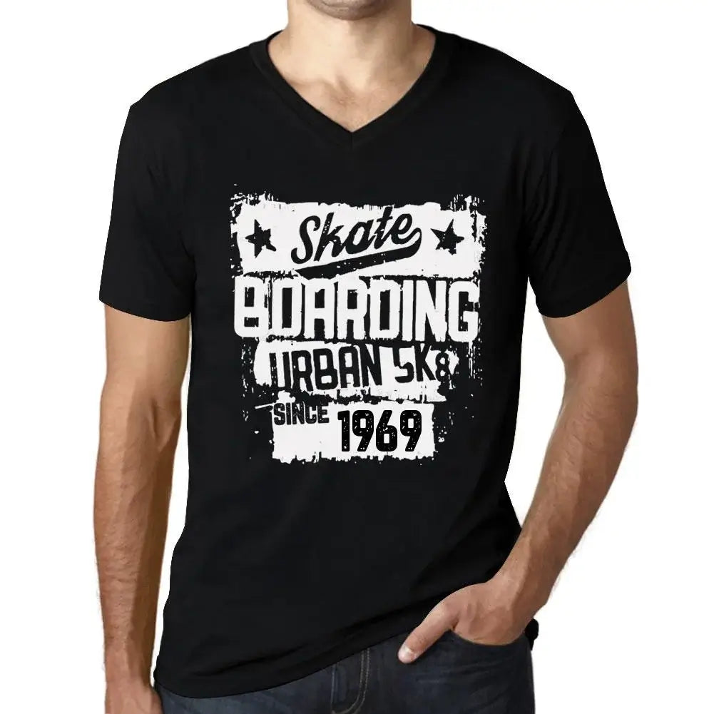 Men's Graphic T-Shirt V Neck Urban Skateboard Since 1969 55th Birthday Anniversary 55 Year Old Gift 1969 Vintage Eco-Friendly Short Sleeve Novelty Tee