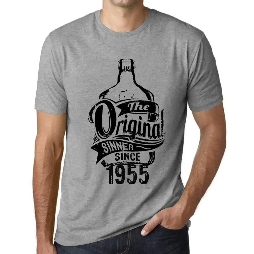 Men's Graphic T-Shirt The Original Sinner Since 1955 69th Birthday Anniversary 69 Year Old Gift 1955 Vintage Eco-Friendly Short Sleeve Novelty Tee