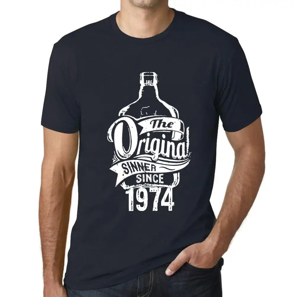 Men's Graphic T-Shirt The Original Sinner Since 1974 50th Birthday Anniversary 50 Year Old Gift 1974 Vintage Eco-Friendly Short Sleeve Novelty Tee