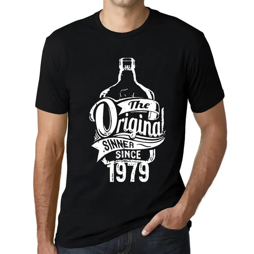 Men's Graphic T-Shirt The Original Sinner Since 1979 45th Birthday Anniversary 45 Year Old Gift 1979 Vintage Eco-Friendly Short Sleeve Novelty Tee