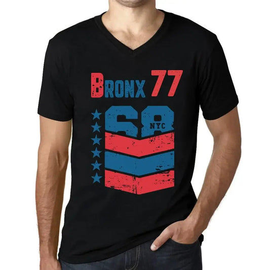 Men's Graphic T-Shirt V Neck Bronx 77 77th Birthday Anniversary 77 Year Old Gift 1947 Vintage Eco-Friendly Short Sleeve Novelty Tee