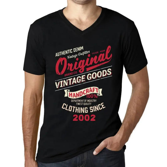 Men's Graphic T-Shirt V Neck Original Vintage Clothing Since 2002 22nd Birthday Anniversary 22 Year Old Gift 2002 Vintage Eco-Friendly Short Sleeve Novelty Tee