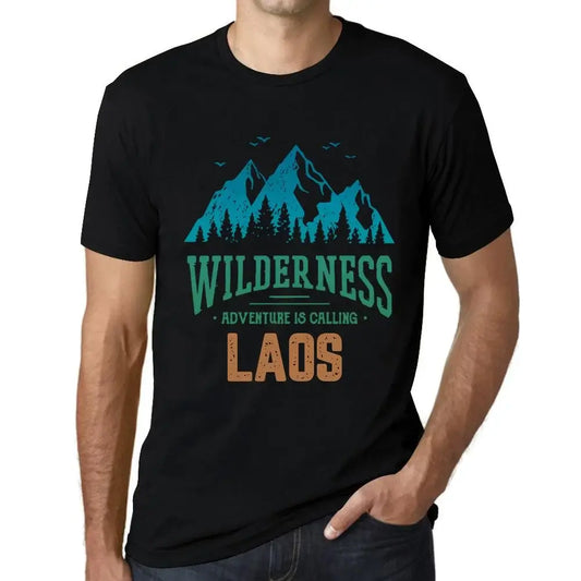 Men's Graphic T-Shirt Wilderness, Adventure Is Calling Laos Eco-Friendly Limited Edition Short Sleeve Tee-Shirt Vintage Birthday Gift Novelty