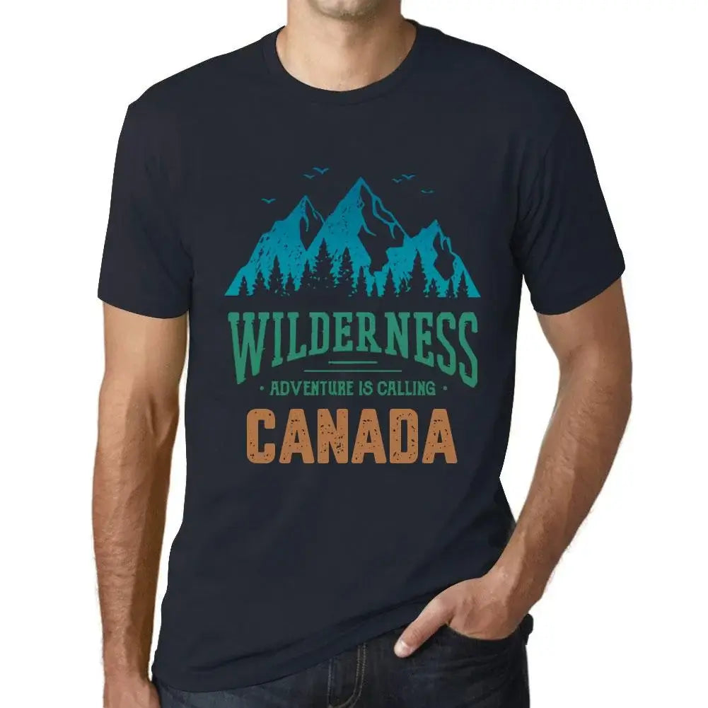 Men's Graphic T-Shirt Wilderness, Adventure Is Calling Canada Eco-Friendly Limited Edition Short Sleeve Tee-Shirt Vintage Birthday Gift Novelty