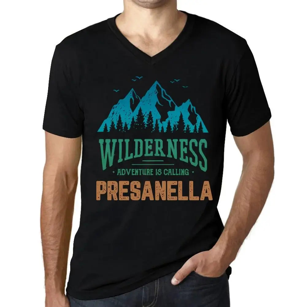 Men's Graphic T-Shirt V Neck Wilderness, Adventure Is Calling Presanella Eco-Friendly Limited Edition Short Sleeve Tee-Shirt Vintage Birthday Gift Novelty