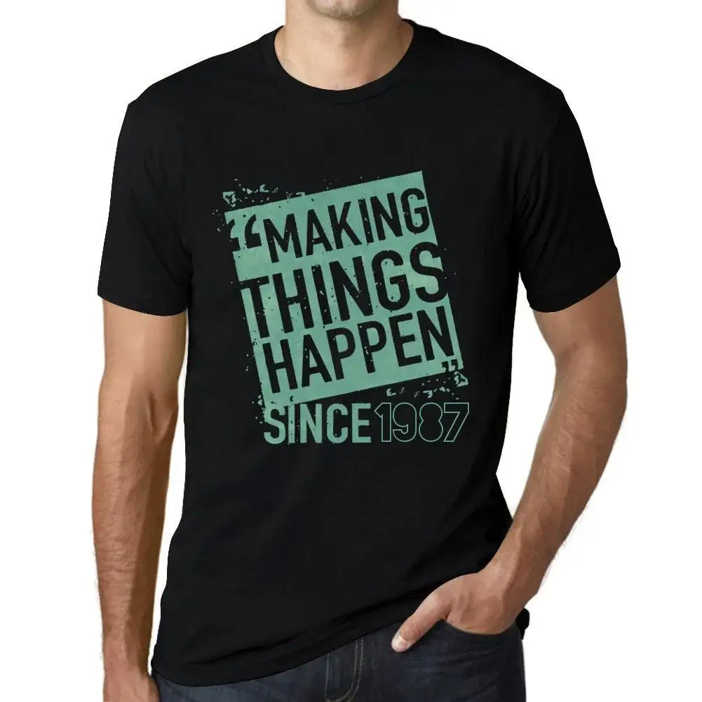 Men's Graphic T-Shirt Making Things Happen Since 1987 37th Birthday Anniversary 37 Year Old Gift 1987 Vintage Eco-Friendly Short Sleeve Novelty Tee