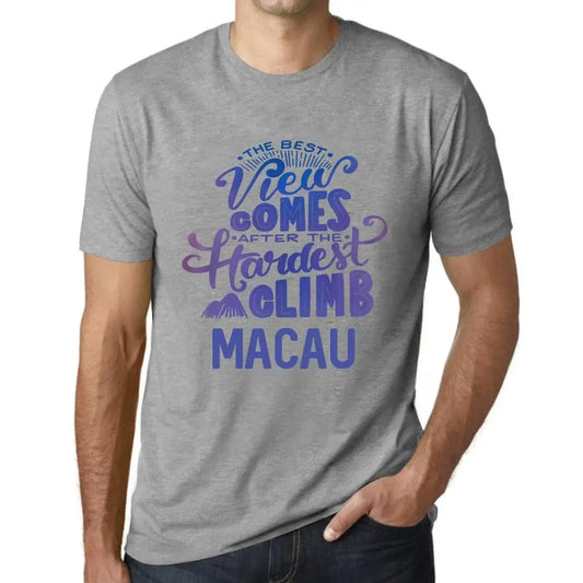Men's Graphic T-Shirt The Best View Comes After Hardest Mountain Climb Macau Eco-Friendly Limited Edition Short Sleeve Tee-Shirt Vintage Birthday Gift Novelty