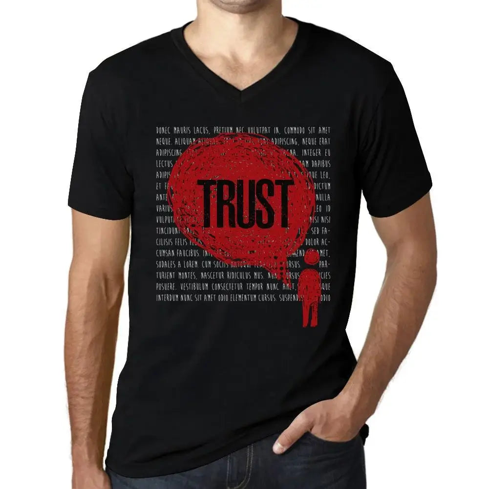 Men's Graphic T-Shirt V Neck Thoughts Trust Eco-Friendly Limited Edition Short Sleeve Tee-Shirt Vintage Birthday Gift Novelty