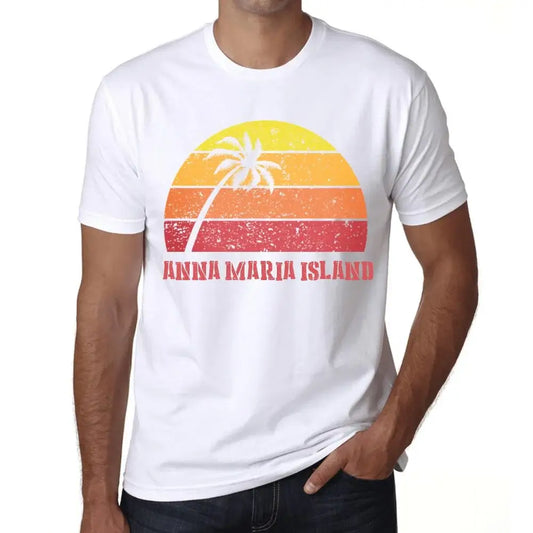 Men's Graphic T-Shirt Palm, Beach, Sunset In Anna Maria Island Eco-Friendly Limited Edition Short Sleeve Tee-Shirt Vintage Birthday Gift Novelty