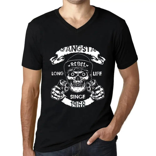 Men's Graphic T-Shirt V Neck Gangster and Rebel Long Life Since 1968 56th Birthday Anniversary 56 Year Old Gift 1968 Vintage Eco-Friendly Short Sleeve Novelty Tee