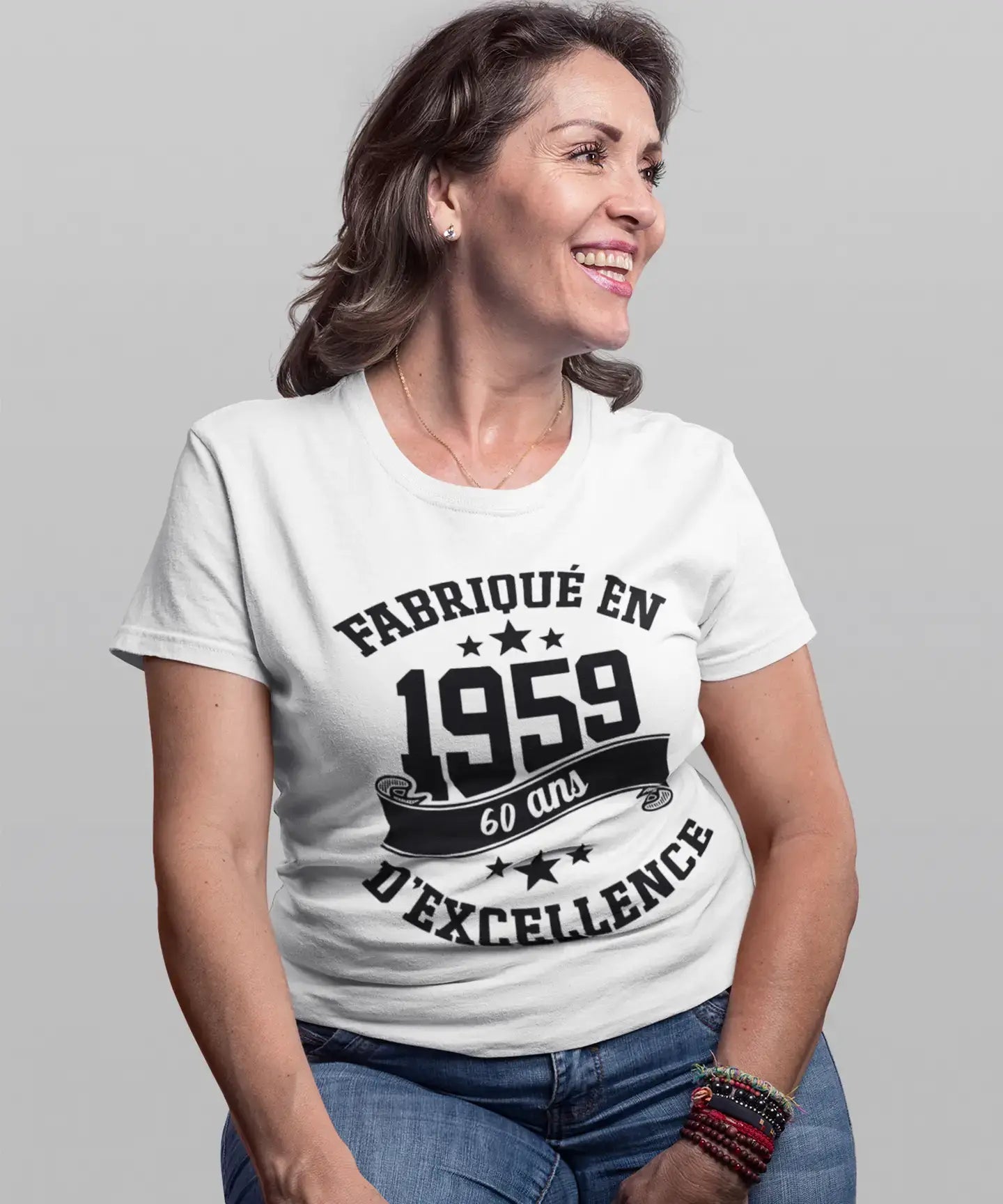 Ultrabasic - Tee-Shirt Femme col Rond Décolleté Fabriqué en 1959, 60 Ans d'être Génial T-Shirt