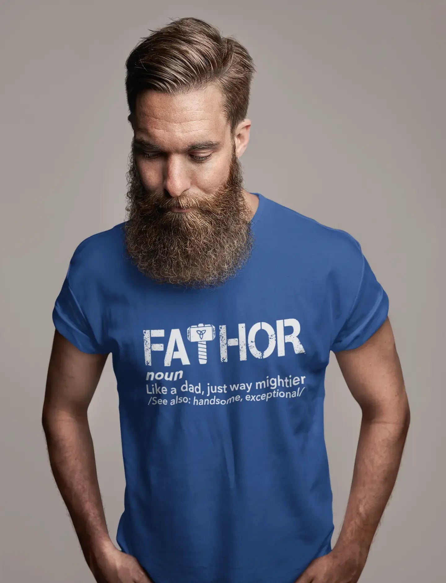 ULTRABASIC - Graphic Men's Fa-Thor Like Dad Just Way Mightier Shirt Printed Letters Deep Black