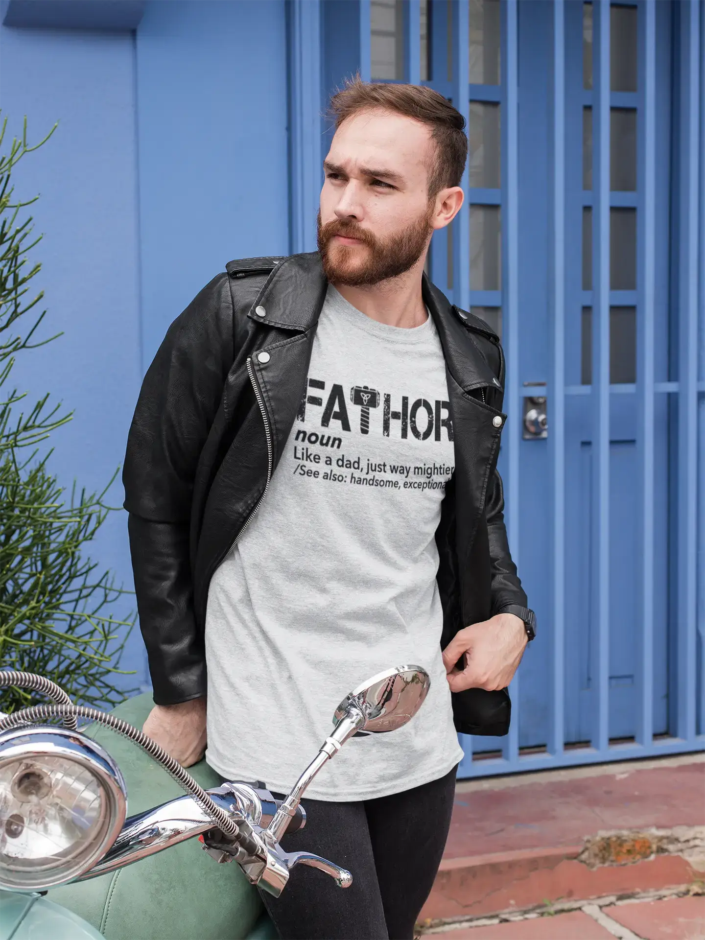 ULTRABASIC - Graphic Men's Fa-Thor Like Dad Just Way Mightier Shirt Printed Letters Deep Black