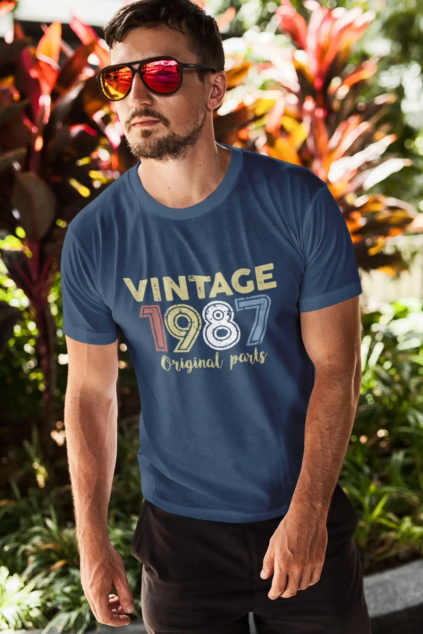 ULTRABASIC - Graphic Printed Men's Vintage 1987 T-Shirt Navy