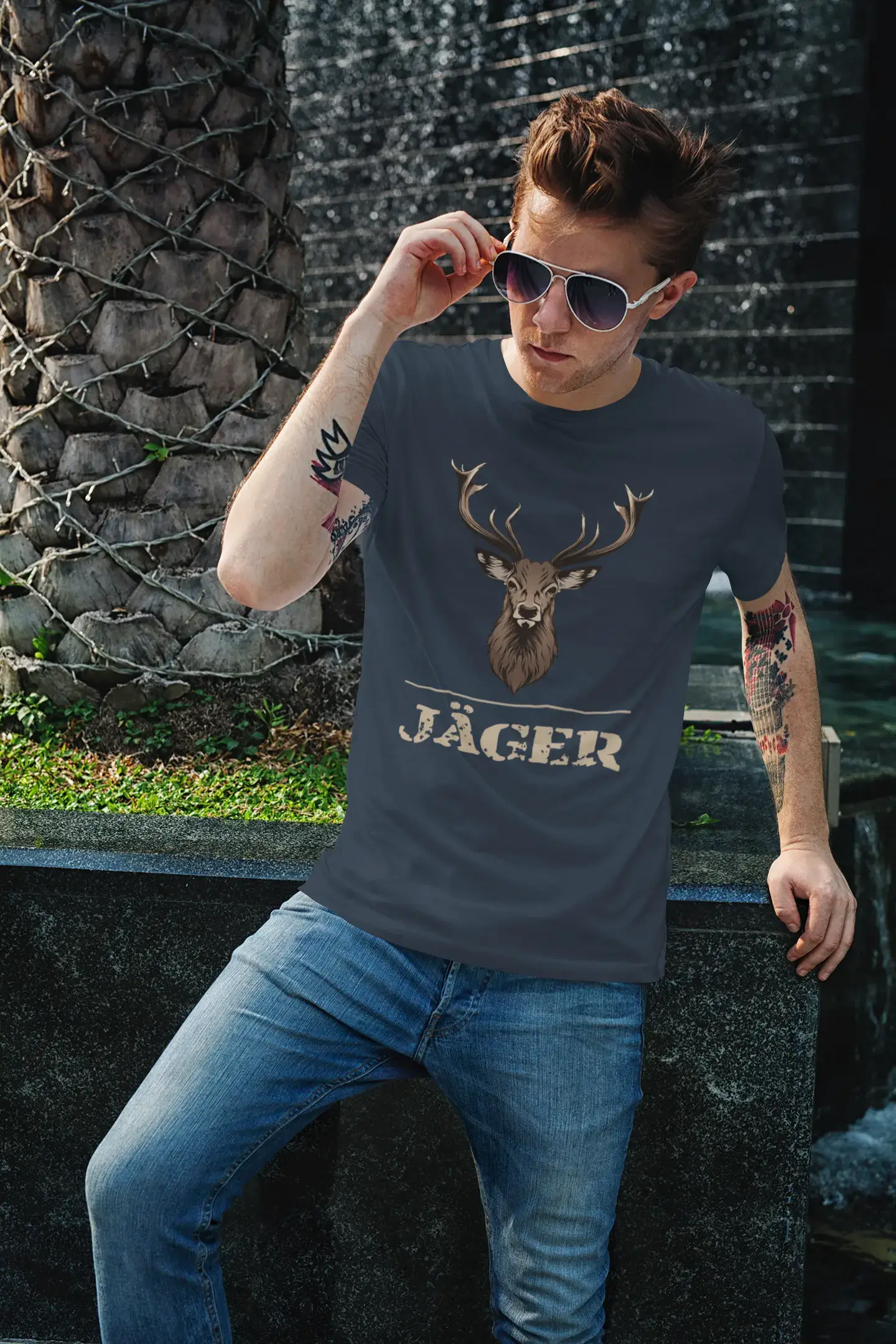 Men's Graphic T-Shirt Hirsch Jäger Idea Gift