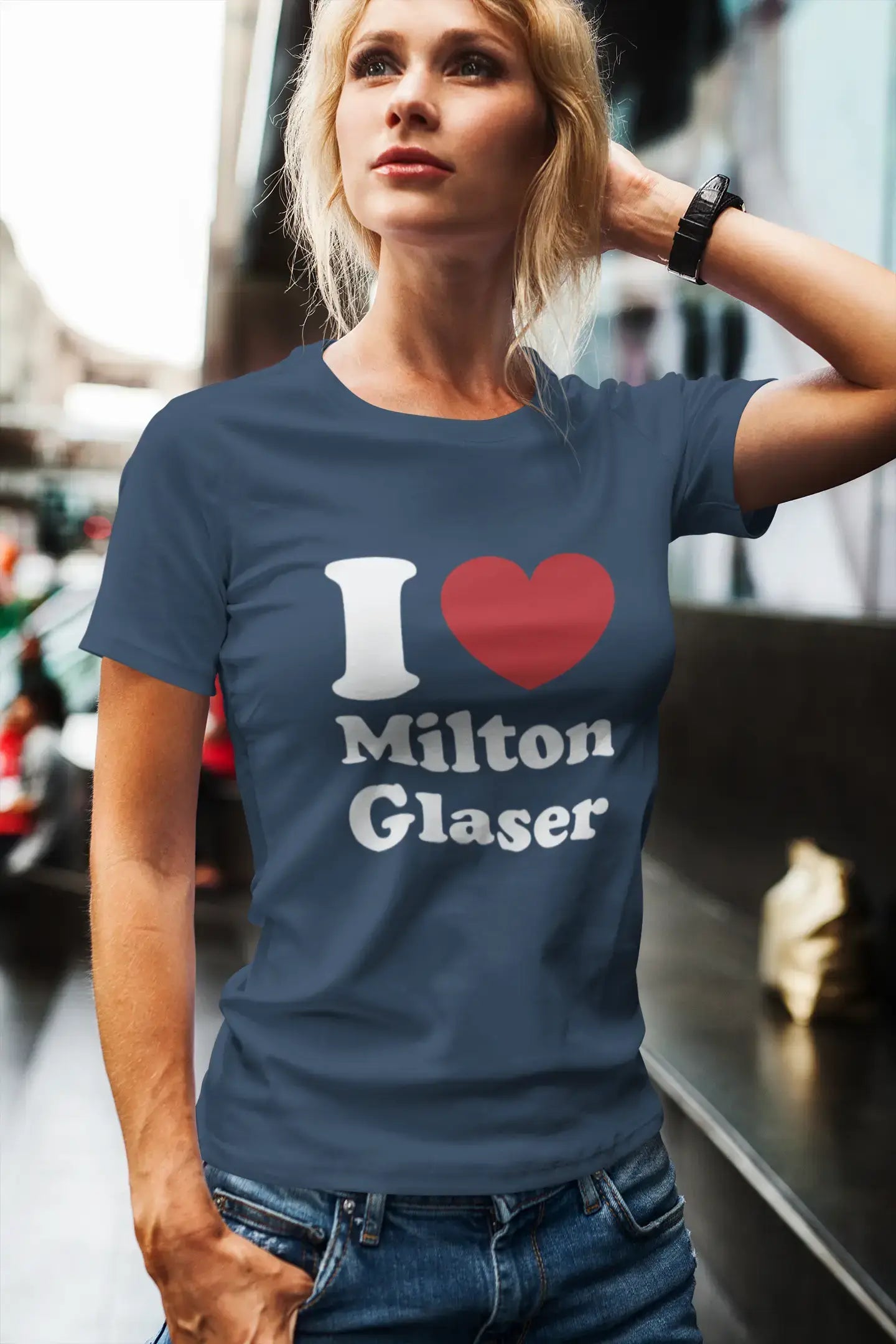 Women’s Short Sleeved T-Shirt I love Milton Glaser Broken Heart Deep Black