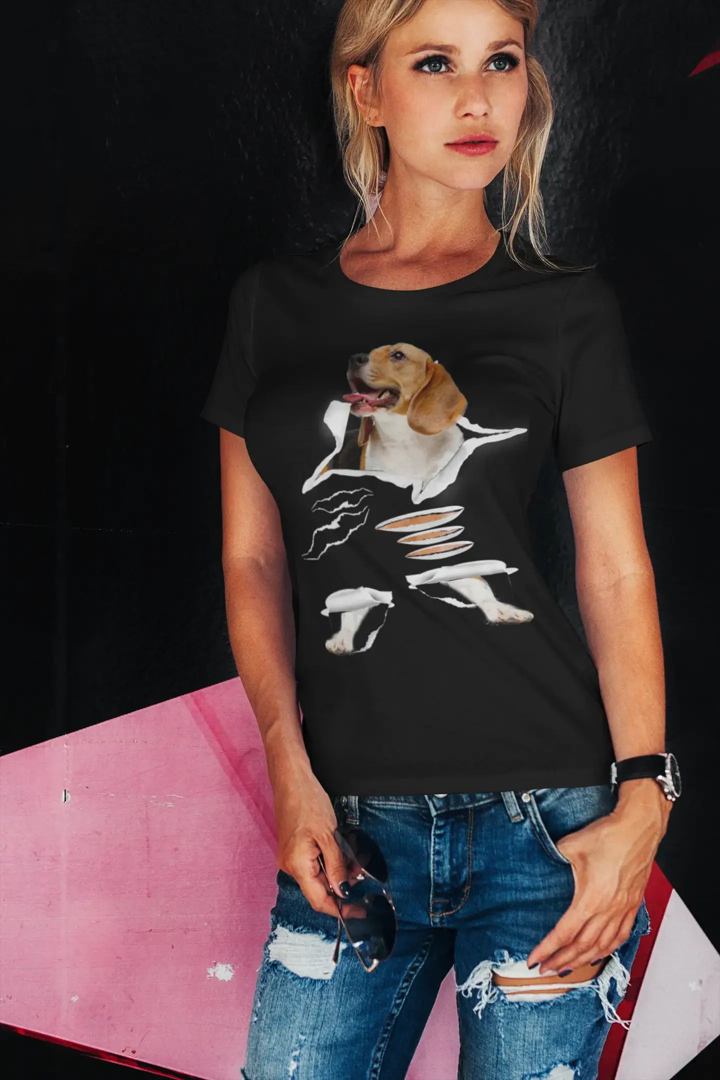 ULTRABASIC Women's Organic T-Shirt - Beagle - Funny Dog Shirt - Dog Clothes