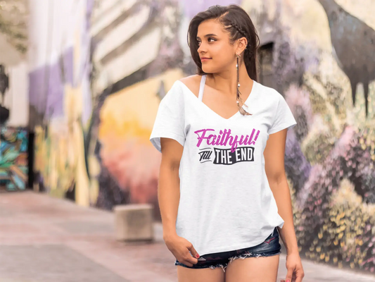 ULTRABASIC Women's Graphic T-Shirt Faithful Till the End - Love Quote Shirt