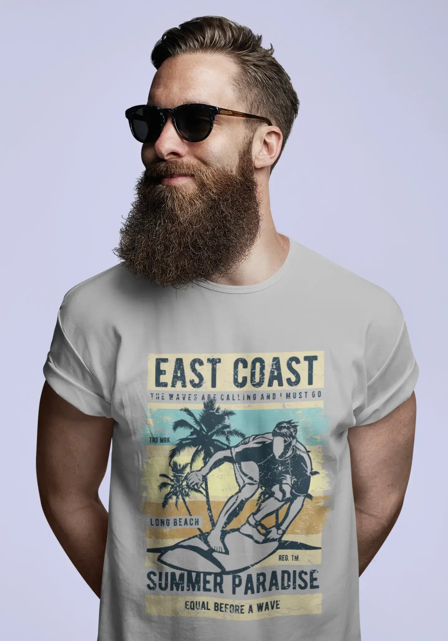 ULTRABASIC Men's Graphic T-Shirt East Coast Summer Paradise - Surfing T-Shirt