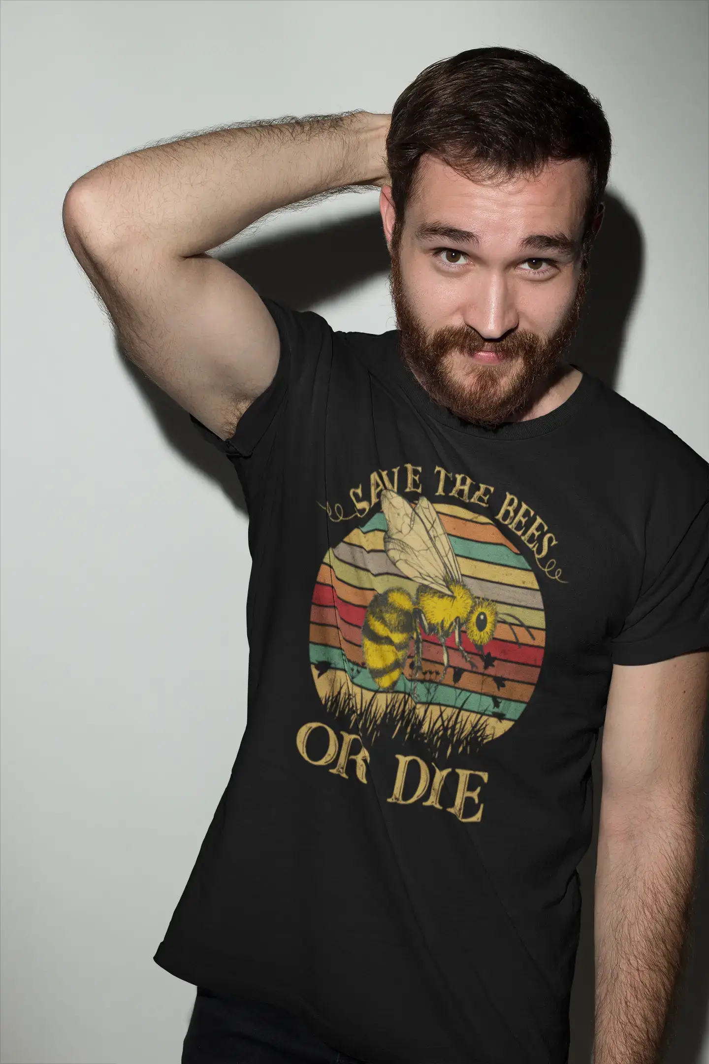 ULTRABASIC Men's Vintage T-Shirt Save the Bees or Die - Funny Retro Tee Shirt