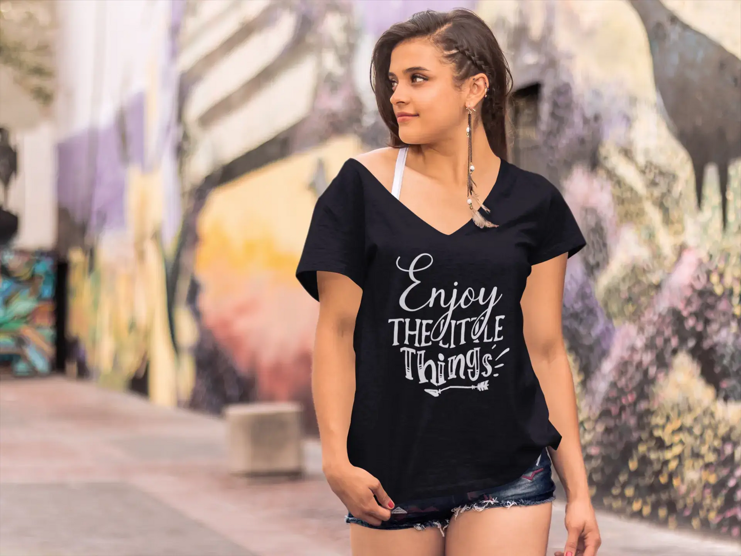 ULTRABASIC Women's T-Shirt Enjoy the Little Things - Short Sleeve Tee Shirt Tops