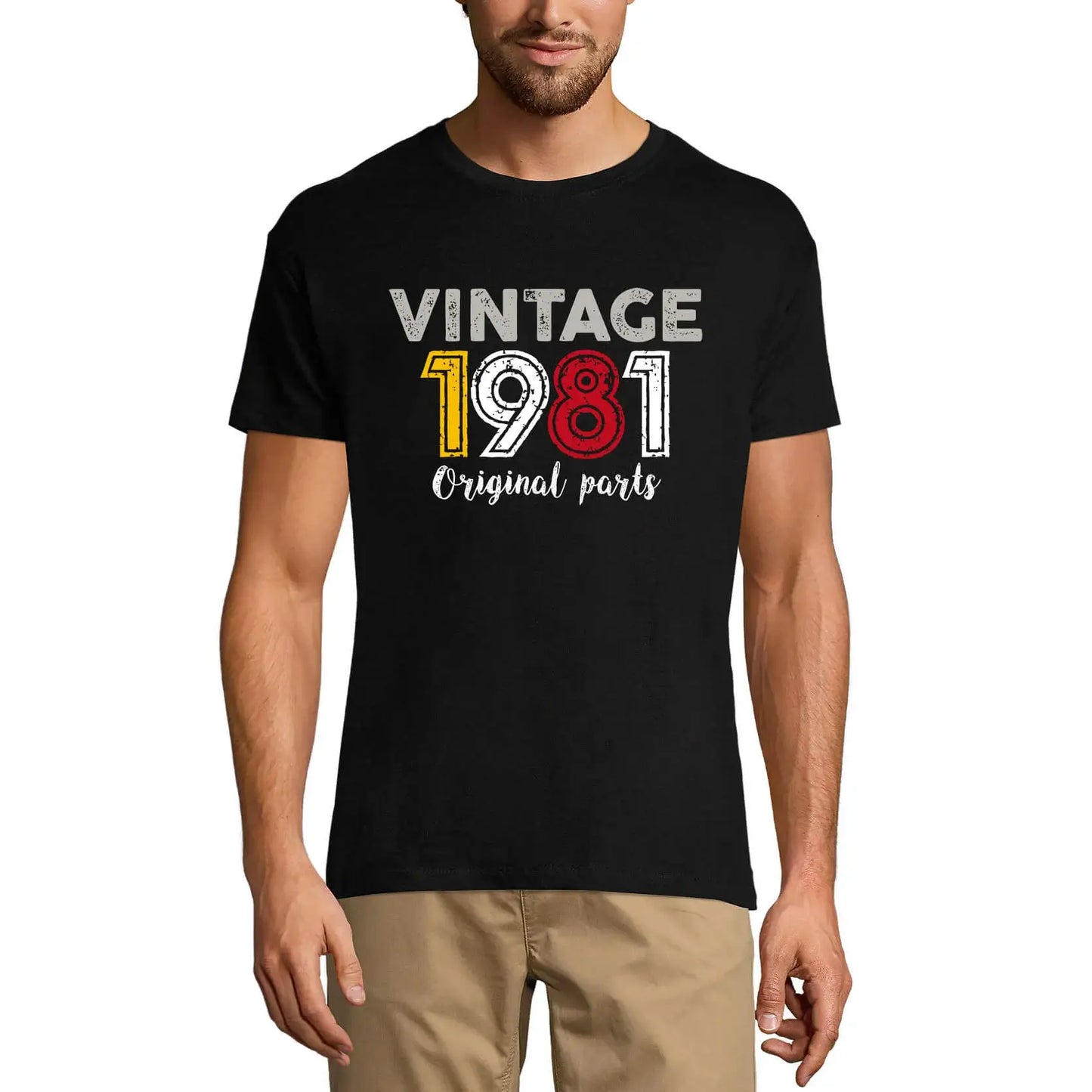Men's Graphic T-Shirt Original Parts 1981 43rd Birthday Anniversary 43 Year Old Gift 1981 Vintage Eco-Friendly Short Sleeve Novelty Tee
