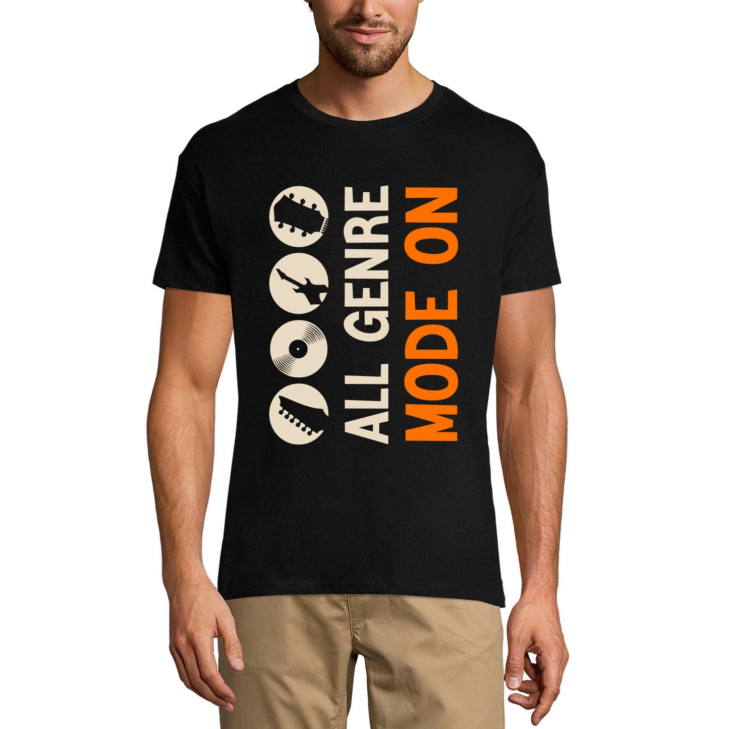 ULTRABASIC Men's T-Shirt All Genre Music Mode On - Funny Shirt for Musician