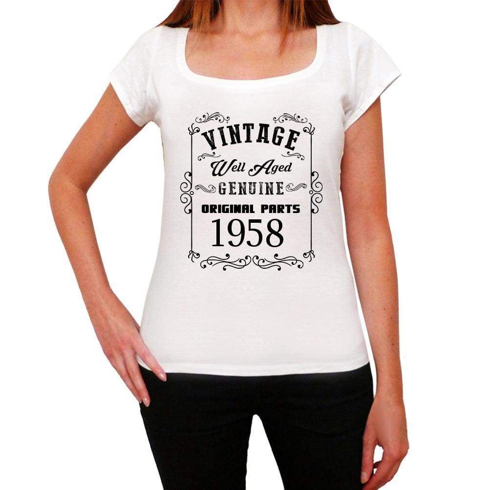 1958, Well Aged, White, Women's Short Sleeve Round Neck T-shirt 00108 ultrabasic-com.myshopify.com
