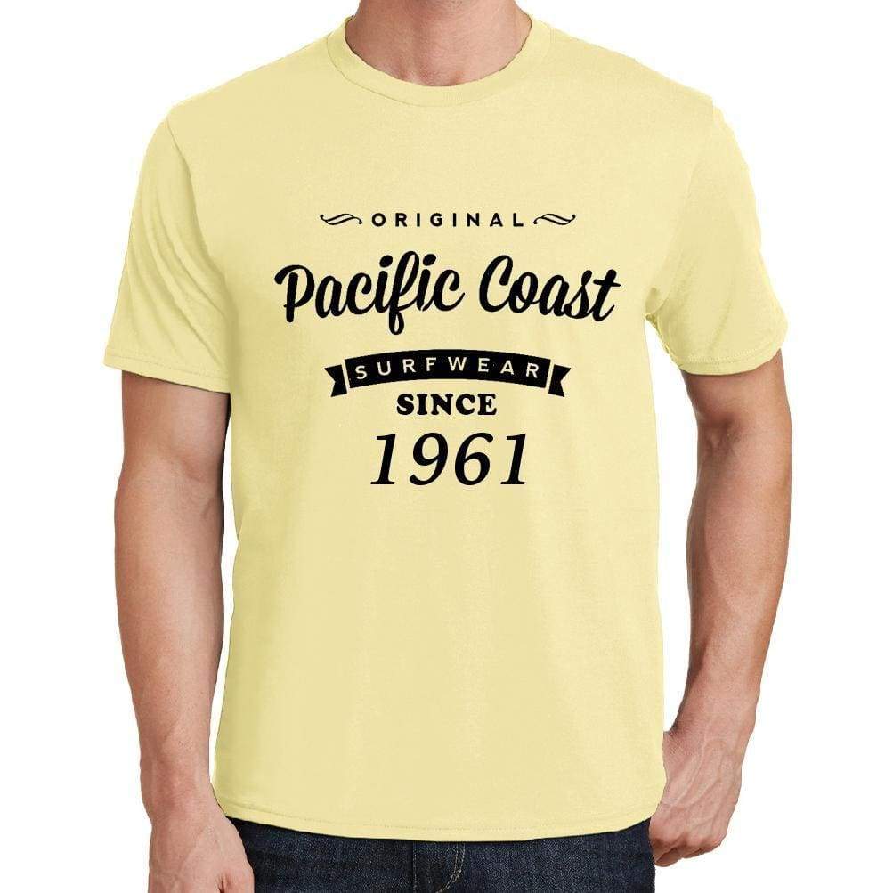 1961, Pacific Coast, yellow, Men's Short Sleeve Round Neck T-shirt 00105 - ultrabasic-com