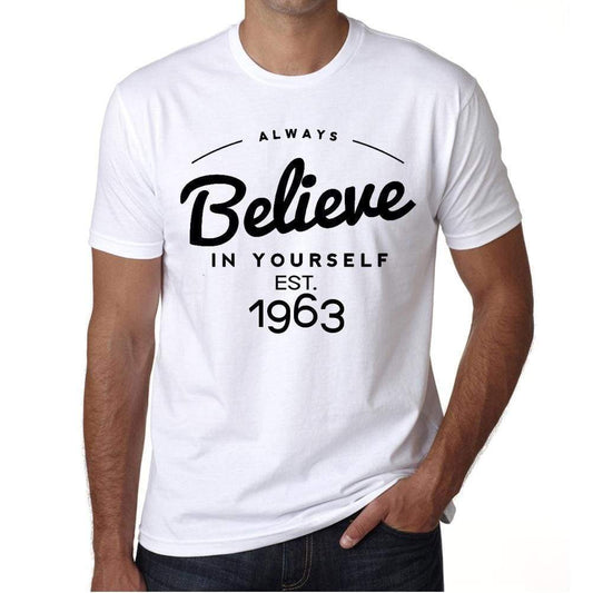 1963, Always Believe, white, Men's Short Sleeve Round Neck T-shirt 00327 - ultrabasic-com