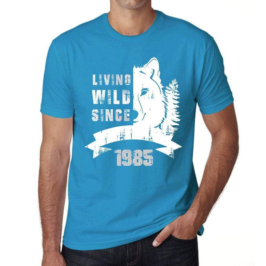 1985, Living Wild Since 1985 Men's T-shirt Blue Birthday Gift 00499 - ultrabasic-com