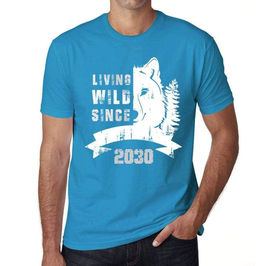 2030 Living Wild Since 2030 Mens T-Shirt Blue Birthday Gift 00499 - Blue / X-Small - Casual