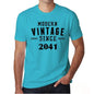 2041 Modern Vintage Blue Mens Short Sleeve Round Neck T-Shirt 00107 - Blue / S - Casual