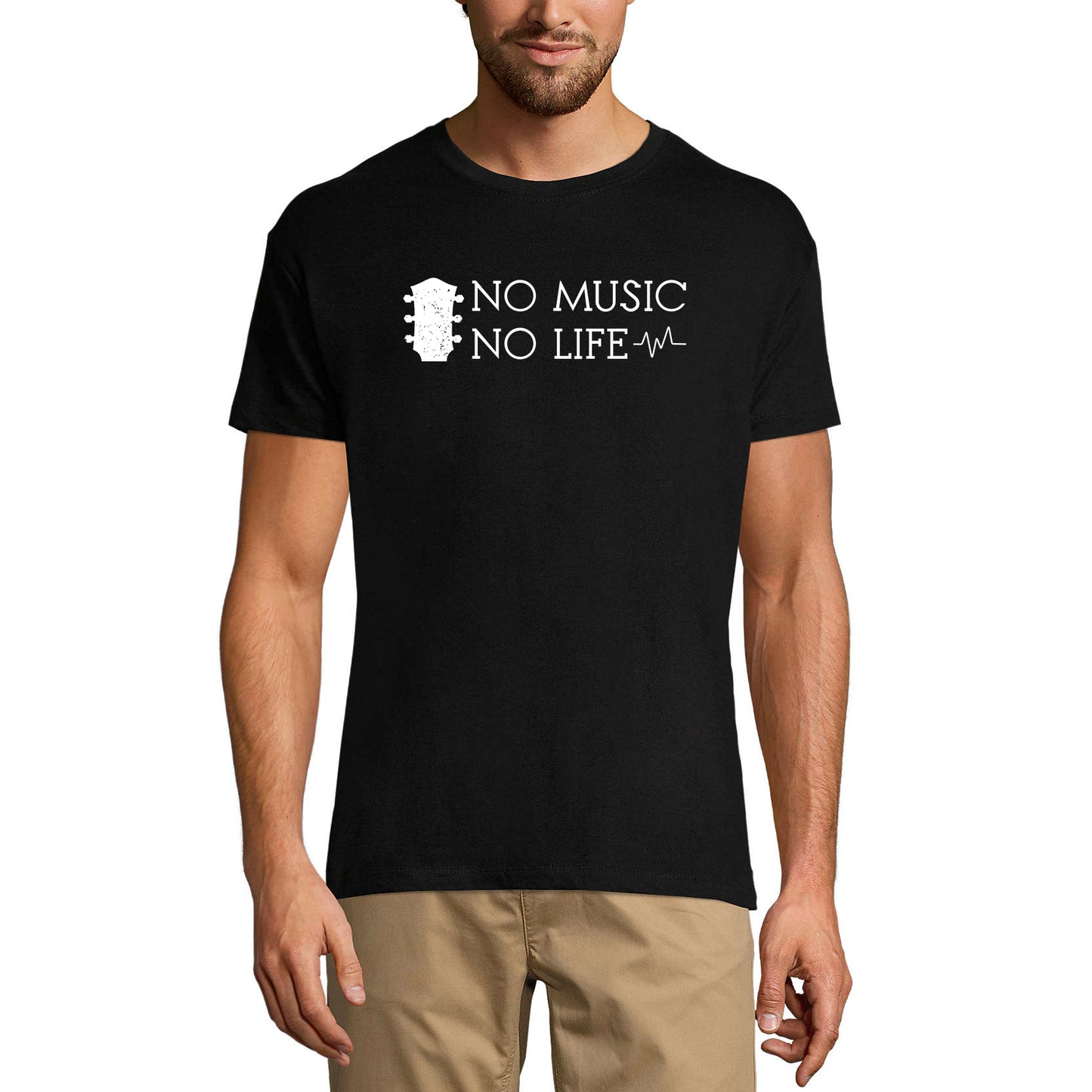 ULTRABASIC Men's Music T-Shirt No Music No Life - Saying Shirt for Musician