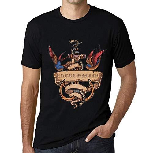 Ultrabasic - Homme T-Shirt Graphique Anchor Tattoo Encouraging Noir Profond