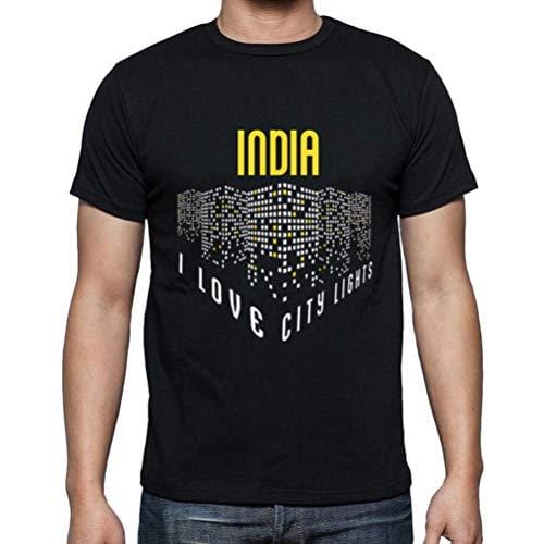 Ultrabasic - Homme T-Shirt Graphique J'aime India Lumières Noir Profond