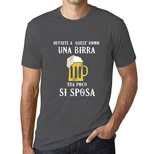 Ultrabasic - Homme Graphique Una Birra Tra Poco Si Sposa Impression de Lettre Tee Shirt Cadeau Gris Souris