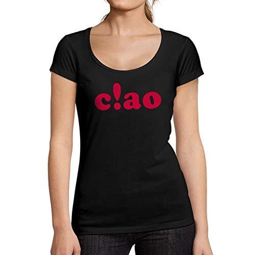 Ultrabasic - Tee-Shirt Femme col Rond Décolleté Ciao Noir Profond