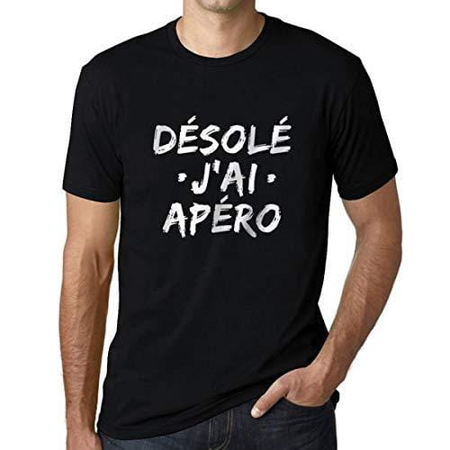 Homme T-Shirt Graphique Imprimé Vintage Tee Désolé J'Ai apéro Noir Profond
