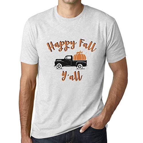 Ultrabasic - Homme T-Shirt Graphique Happy Fall Y'all Pumpkin Truck Blanc Chiné