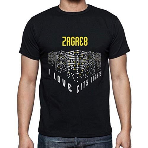 Ultrabasic - Homme T-Shirt Graphique J'aime Zagreb Lumières Noir Profond