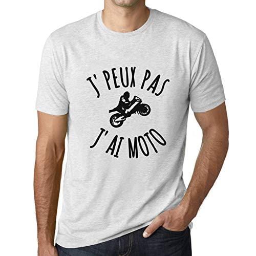 Ultrabasic - Homme T-Shirt J'peux Pas J'Ai Motoa T-Shirt Cadeau Imprimé Tée-Shirt Blanc Chiné
