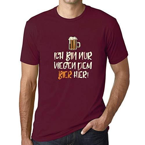 Ultrabasic - Homme T-Shirt Graphique Ich Bin Nur Wegen dem Bier Hier Bordeaux