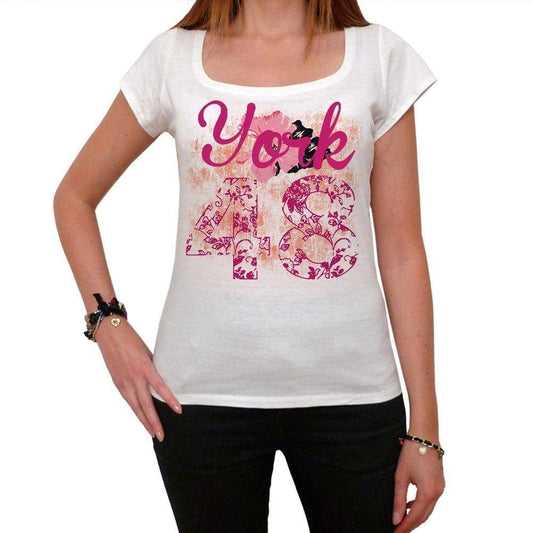 48 York City With Number Womens Short Sleeve Round Neck T-Shirt 100% Cotton Available In Sizes Xs S M L Xl. Womens Short Sleeve Round Neck