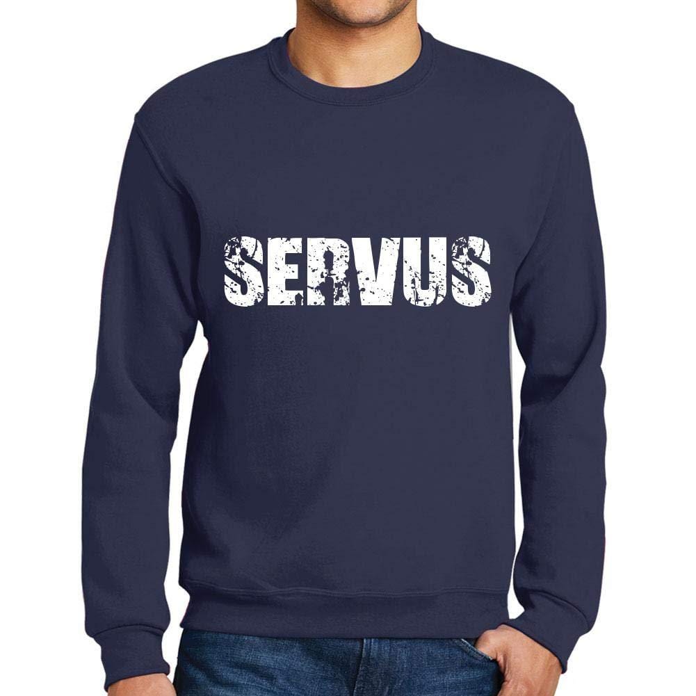 Ultrabasic Homme Imprimé Graphique Sweat-Shirt Popular Words SERVUS French Marine