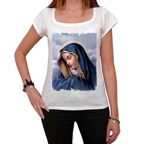 Virgin Mary T-Shirt Femme,Blanc, t Shirt Femme