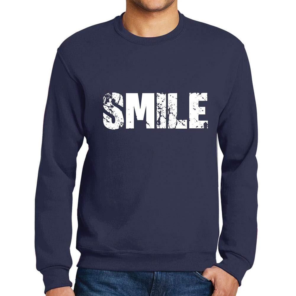 Ultrabasic Homme Imprimé Graphique Sweat-Shirt Popular Words Smile French Marine